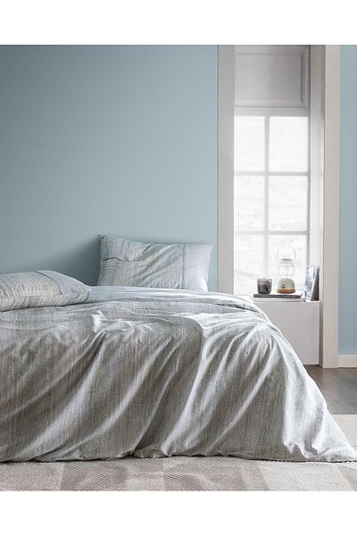 Madame Coco Sarthe King Size 100% Cotton Madame Coco Crep Printed Duvet Cover Set - Blue