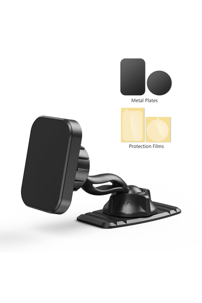 Choice حامل هاتف مغناطيسي أسود عالمي لاصق دوار للوحة القيادة، مناسب للسيارة