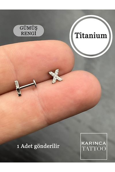 Karınca Piercing X Zircon Stone Titanium Piercing Lip Tragus Helix Flat Ear Conch Lobe Labret Snake Bites Monroe
