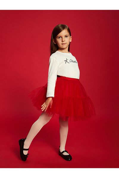 LC Waikiki Lw - Elastic Waist Basic Girl's Skirt and Pantyhose Set of 2