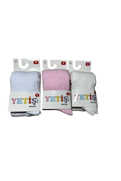 YETİŞ Set of 3 Cotton Tights for Baby Girls