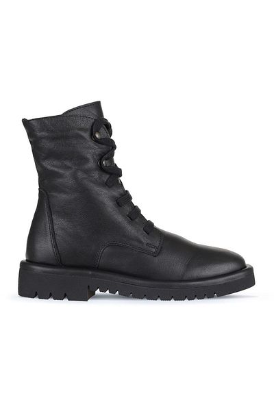 Bueno Shoes Μαύρα Δερμάτινα Γυναικεία Μποτάκια - Flat Model 01wz6701