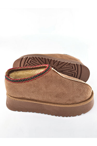 BDKButik Nakış Dikiş Detaylı Kalın Taban Kadın Ayakkabı-Bot