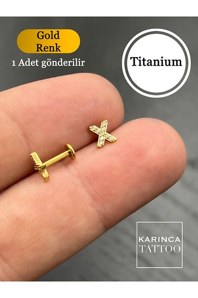 Karınca Piercing X Zircon Stone Titanium Piercing Lip Tragus Helix Flat Ear Conch Lobe Labret Snake Bites Monroe
