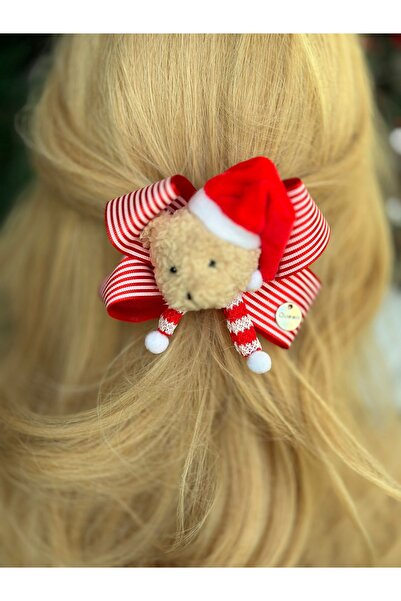 QUEEN AKSESUAR Luksuzni dizajn božićnog medvedića, crveno-beli Prugasto medve...