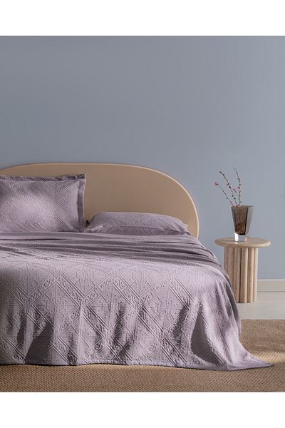 Madame Coco Marjolaina Double 100% Cotton Bedspread - Light Plum