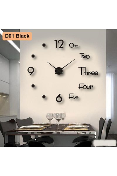 Choice 120cm D01 Black Soundless 90 To 120cm Large-sized 3D Number Poster Home Decoration DIY Wall Clock Fo