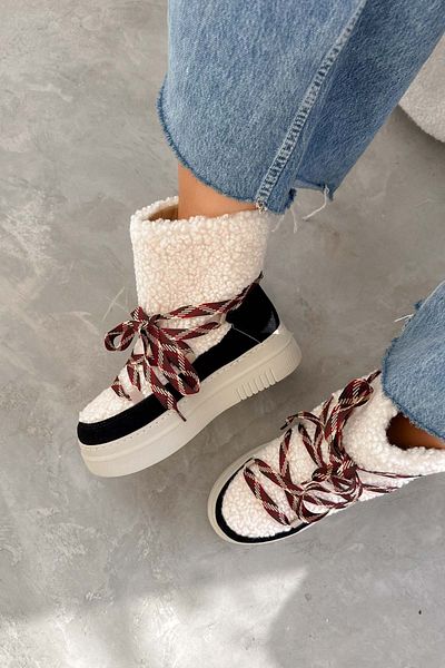 Shoebutik Iglo Black Furry Χειμερινές Γυναικείες Μπότες