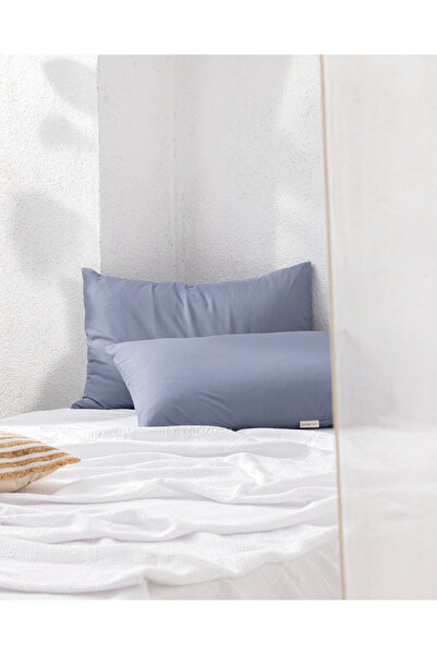 Madame Coco Σετ μαξιλαροθήκης Manon 100% βαμβάκι Ranforce απλό σετ 2 τεμαχίων - Σκούρο μπλε