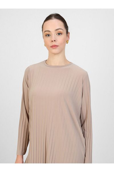 Refka Beige Sandy Fabric Pleated Set - Refka
