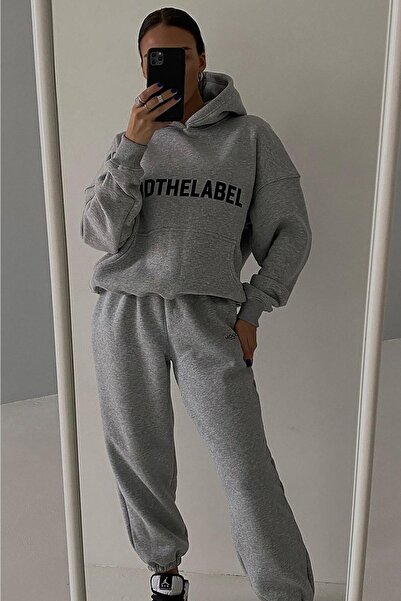 Mythologie Mood The Label Світшот Спортивні штани Jogger - Сірий Спортивний костюм з принтом Капюшон