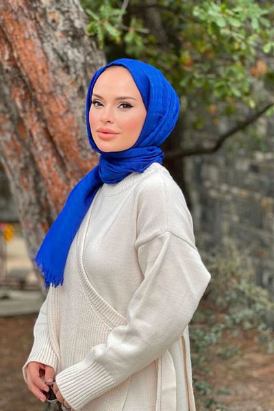 VALORSCARF Saks Blue Houndstooth Pattern Shawl