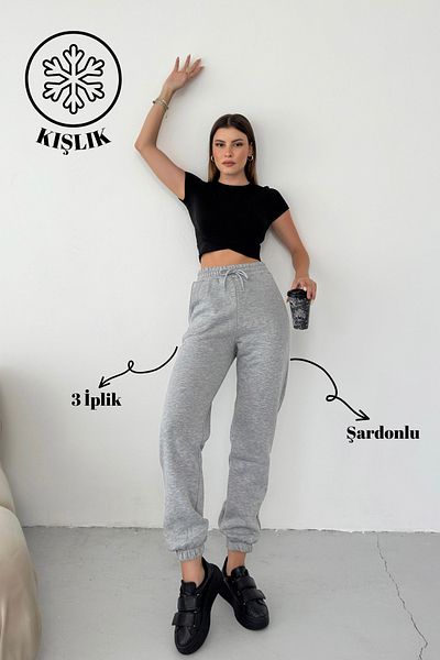 Babelook Ψηλόμεσο Grimelaj Winter Jogger Sweatpants - 3 Thread Raster
