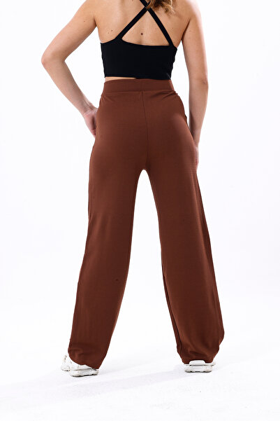 VOSSAX Women's Lycra Double Pocket Elastic Waist Velcro Closure Loose Cut Black Palazzo Pants - Vs4000