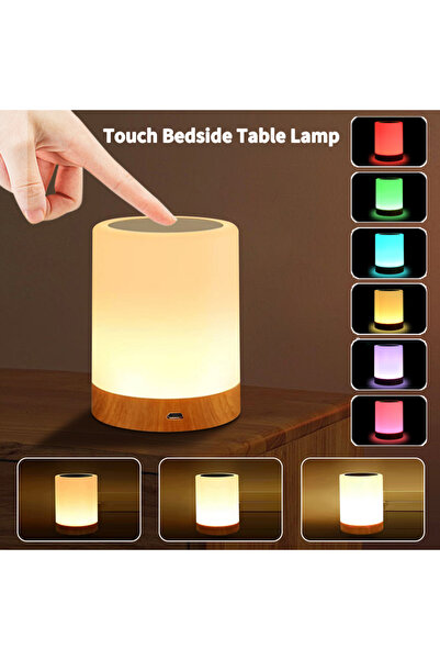 Choice White Touch Bedside Table Lamp RGB USB Rechargeable Night Light NightS...