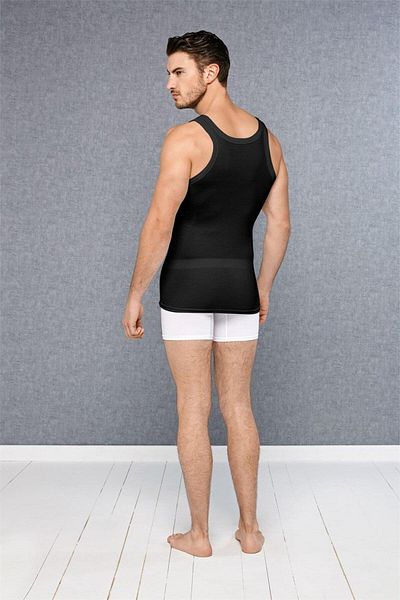 NazikEndam Dore Anse Men's Black Camisole Micro Modal Square Collar Undershirt 2045