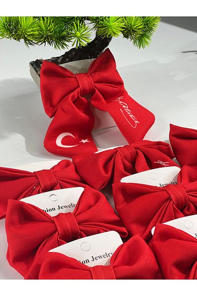 Chocuk Red White Turkish Flag and Ataturk Signature 29 October Fabric Automatic Bow Luxury Buckle