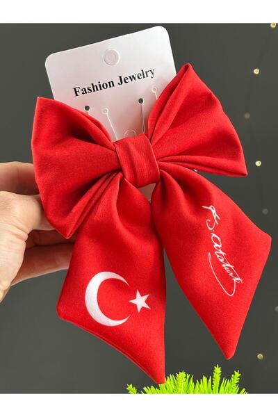 Chocuk Red White Turkish Flag and Ataturk Signature 29 October Fabric Automatic Bow Luxury Buckle