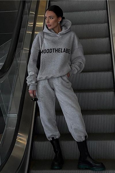 MODARİCH Mood The Label Jogger Sweatpants - Σετ φούτερ με κουκούλα με γκρι στάμπα