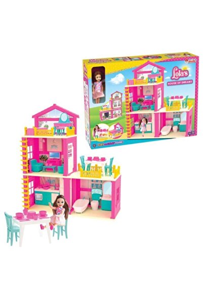 Depomiks Avm Lola'nın Aksesuarlı 3 Katlı Düşler Evi 1 Adet Mini Bebek