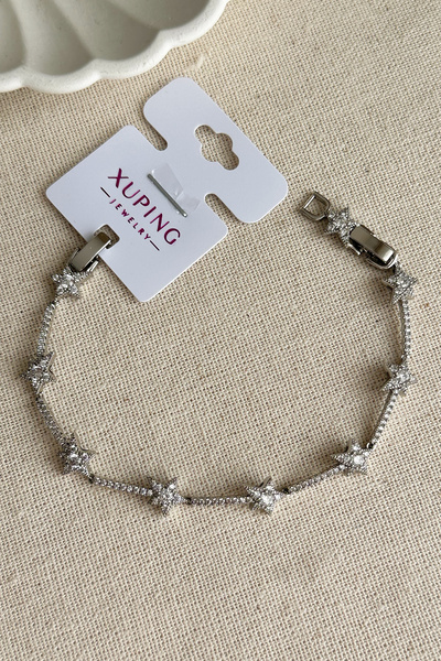 MODA Ariva Evrim Akdamar- Xuping 17 2 Cm Taşlı Yıldız Gümüş Renkli Kadın Bileklik Kararmaz Kadın Bileklik