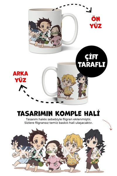 Toyaso Demon Slayer Karakterleri Beyaz Kupa Bardak Arkadaşa Sevgiliye Hediye
