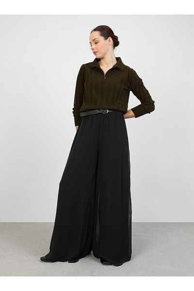 Refka Black Chiffon Trouser Skirt - Full Lined - Refka