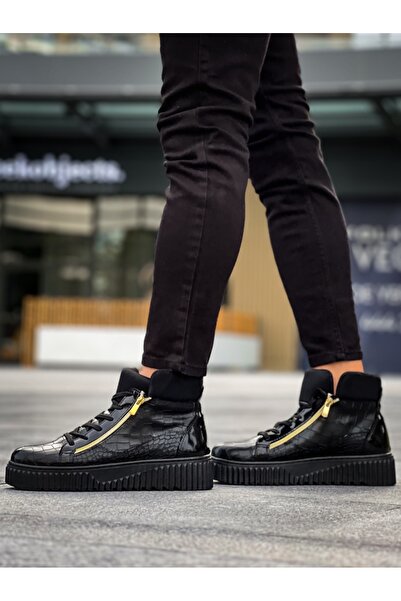 BOA Snr 512 Thick High Black Sole Double Zipper Black Men's Sports Boots