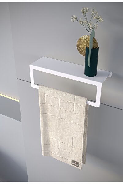 alfams by fmsa Beyaz Metal Havlu Tutacağı 30 cm – Duvara Monte Modern Banyo v...