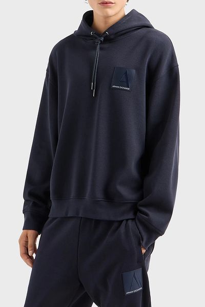 Armani Exchange Men's Sweat 6Dzmjb Zjnkz - Cotton Logo, Hooded Regular Fit Sweatshirt