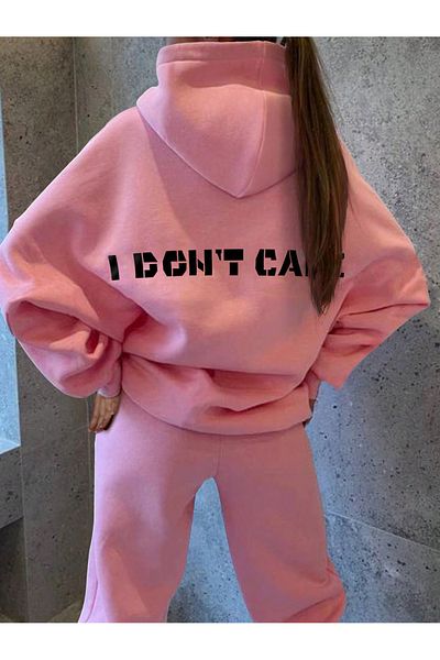 MODARİCH Σετ αθλητικής φόρμας I Dont Care Pink Jogger - Hooded