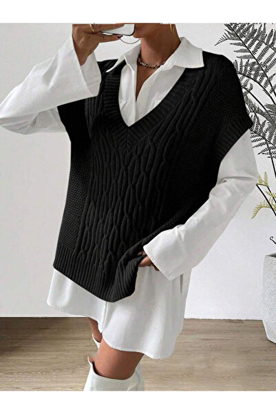 YUGA KNİTTİNG Плетен детайл Дамски пуловер с дължина 75 см