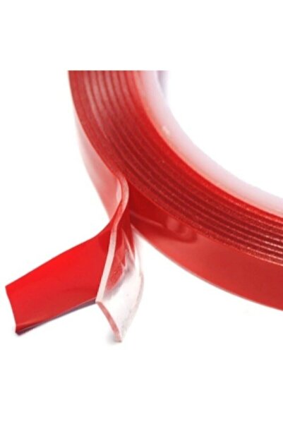 HETicaret Çift Taraflı Silikonlu Şeffaf Bant 10mm X 2m Su Geçirmez Süper Güçlü Montaj Band Akrilik Çiftbant
