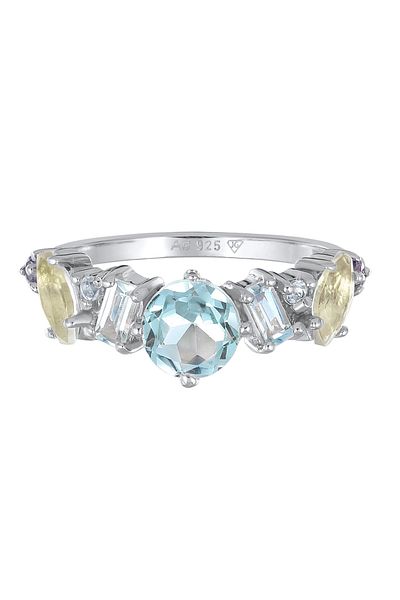 ELLI Klassischer Ring aus 925er Silber – Topas, Mondstein und Amethyst