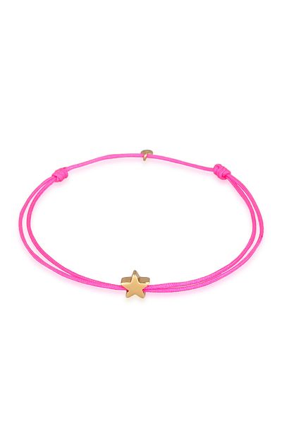 ELLI Armband Damen Stern Symbol Astro mit Nylon dunkelrot in 925 Sterling Silber vergoldet