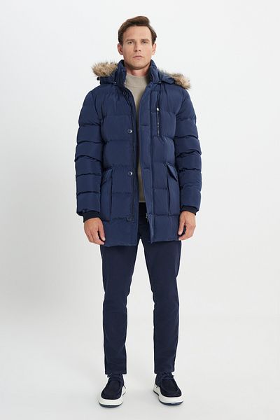 ALTINYILDIZ CLASSICS Ανδρικό παλτό τύπου Navy Blue Standard Fit Cold Proof Casual