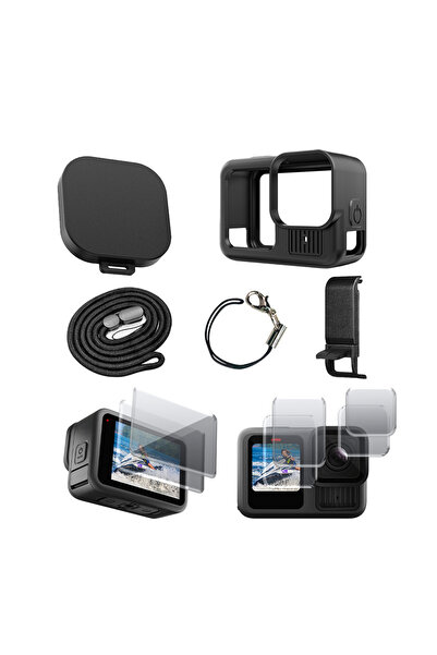 Choice طقم أسود 3 لكاميرا GoPro Hero 13، ملحقات سوداء، غطاء سيليكون ناعم واقٍ مع غطاء جانبي