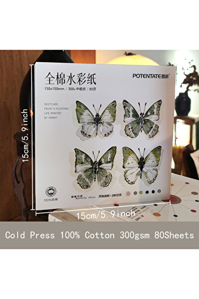Choice 15X15Cm Cold Press Potentate Watercolor Paper 100% Cotton 300g 80Sheet...