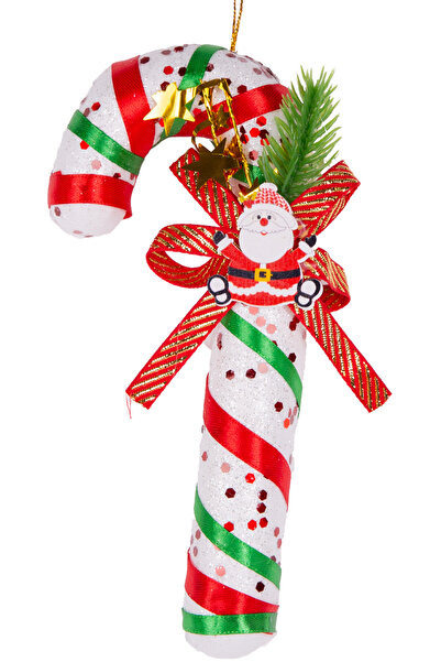 Herdekora Ornament de Crăciun, baston, cu figurină Moș Crăciun, decor de Anul...