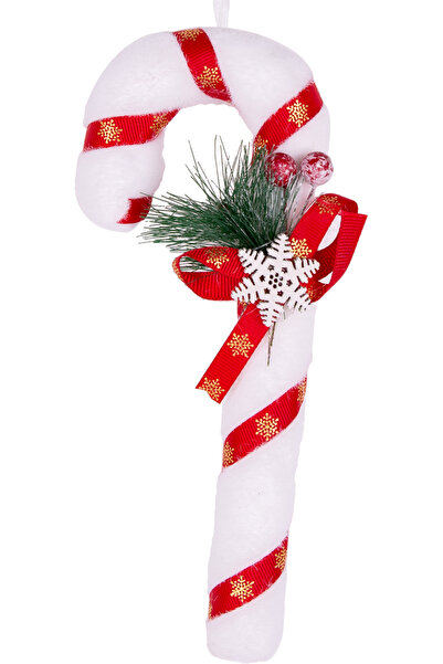 Herdekora Ornament de Anul Nou Baston Decorat de Anul Nou Roșu-Alb 9x21 Cm.