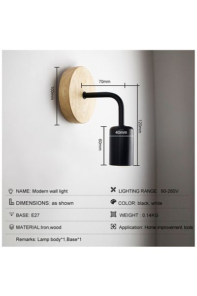 Choice E27 White 2Pcs/lot Vintage Wood Wall Lamp E27 Light Bulb Retro Industrial Wall Light Fixture For Hom