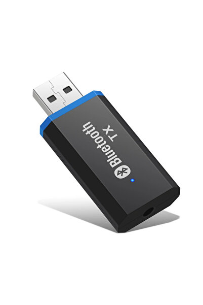 Vikefon Blue Bluetooth Transmitter 5.0 + EDR Audio Adapter For TV PC Headphones 3.5MM Jack AUX USB Stereo Mu