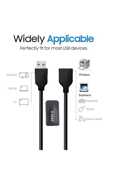 Choice كابل تمديد USB 2.0 نشط بطول 10 أمتار مع معزز كابل تمديد USB 2.0 نشط بطول 10 أمتار مع معزز