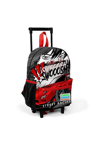 Coral High Little Nest Squeegee Backpack Black Red Anime Car Patterned Two Compartments 24047