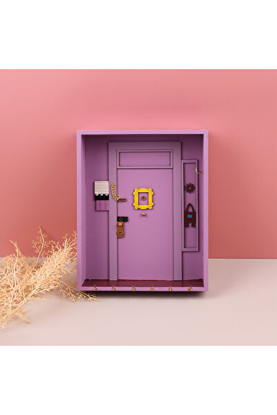 Choice PURPLE Purple Door Friends Key Holder Wood Box Hanging Key Wooden Hanger Storage Rack Organizer Shel