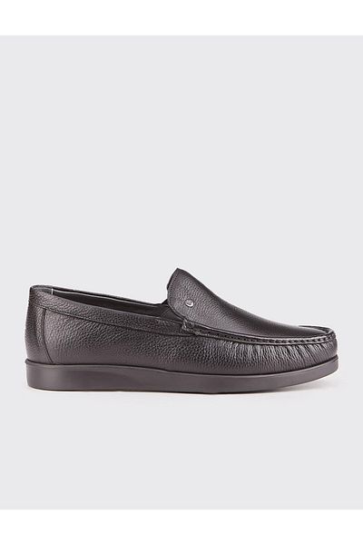 Cabani Men's Genuine Leather Light Rubber Sole Black Casual Shoes