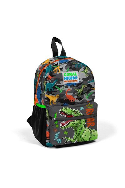 Coral High Rucsac Tiny Nest Negru Gri Dinozaur Model Două Compartimente 23544