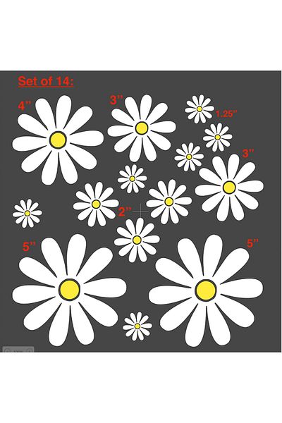 Choice White Car Styling Daisy Decal Set Of 14 / Hippie Flower Car Window Decals Camper Van Flower Stickers