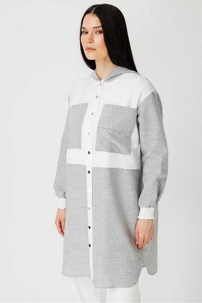 Esswaap Navy Tunic - Hood Detail and Patch