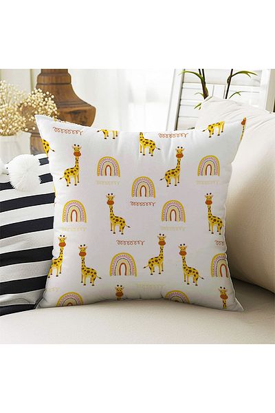 Else Dekor Girafă galbenă cu model curcubeu pentru fete Husă de pernă decorativă cu două fețe 43x43cm